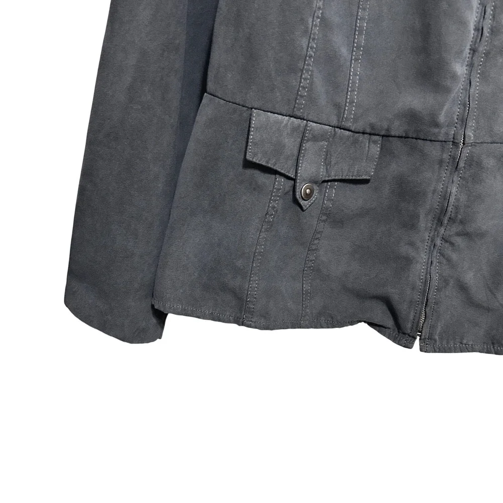 Cato Woman Jacket‎ 22/24W Charcoal Zip Front Peplum Structured Minimalist Chic
